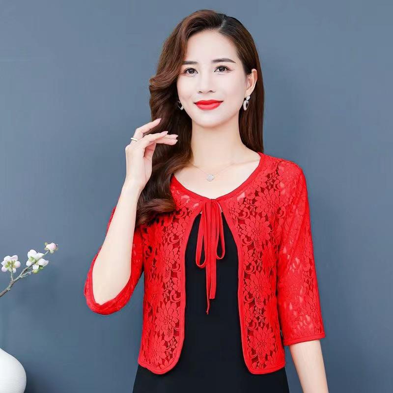 Summer Lightweight Lace Tie-Up Bow Cardigan Shawlette Jacket