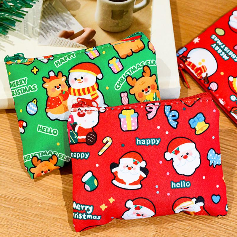 1/4Pcs Cute Mini Christmas Coin Purse Portable Lipstick Earphone Protector Cover Creative Cartoon Storage Bag Kids Gifts