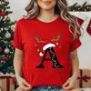 Fashion Christmas Alphabet Santa Reindeer Print TShirts Fashion Clothing Short Sleeve Tshirt Christmas Party Trend Unisex Tops