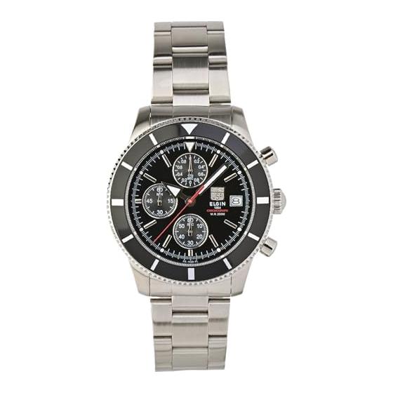 Мужские часы ELGIN Хронограф Дайверские FK1420S-B Черные