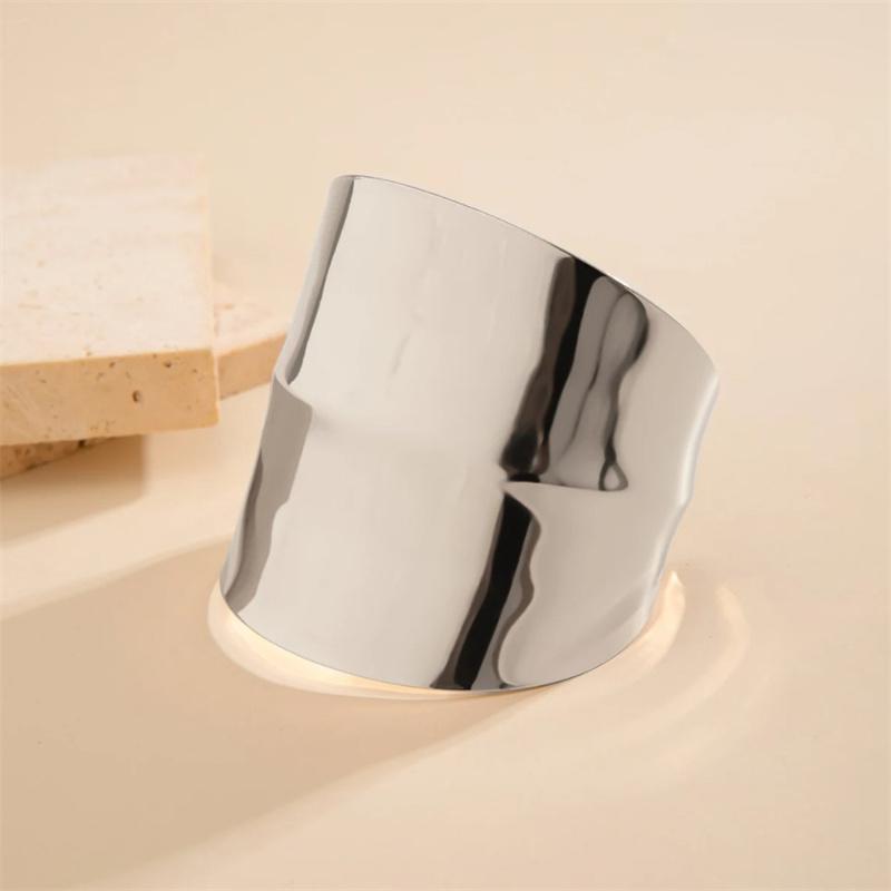 Punk Smooth Metal Wide Open Cuff Bracelets & Bangles For Women Vintage Gold Color Long Hand Bracelet Jewelry Gift