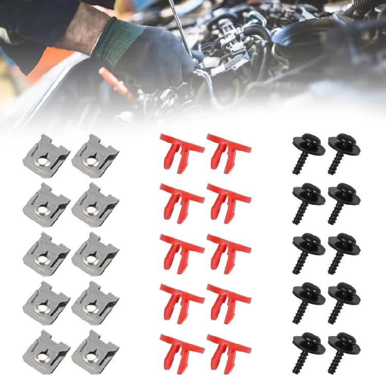 Engine Splashes Shield Screw Set Easy Installation Engine Protection Fasteners Car Body Bolt Nut Set for Automotives 
