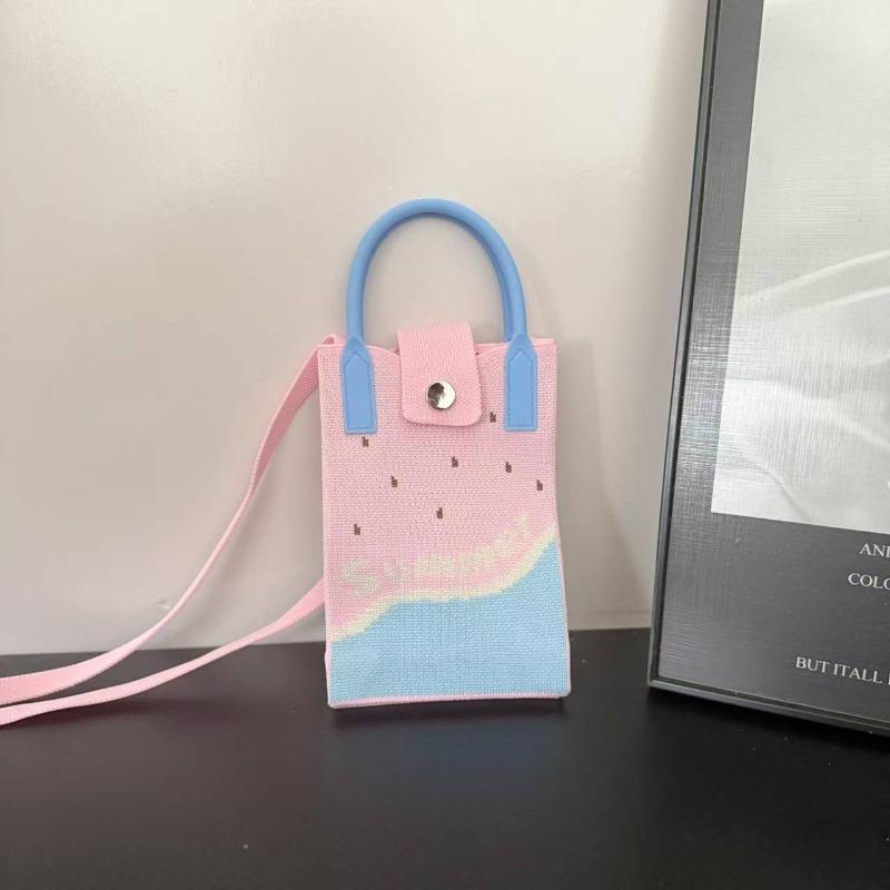 Spring New Mobile Phone Bag Flying Woven Bag Casual Women's Bag Bright Bear Versatile Knitted Bag Dopamine Small