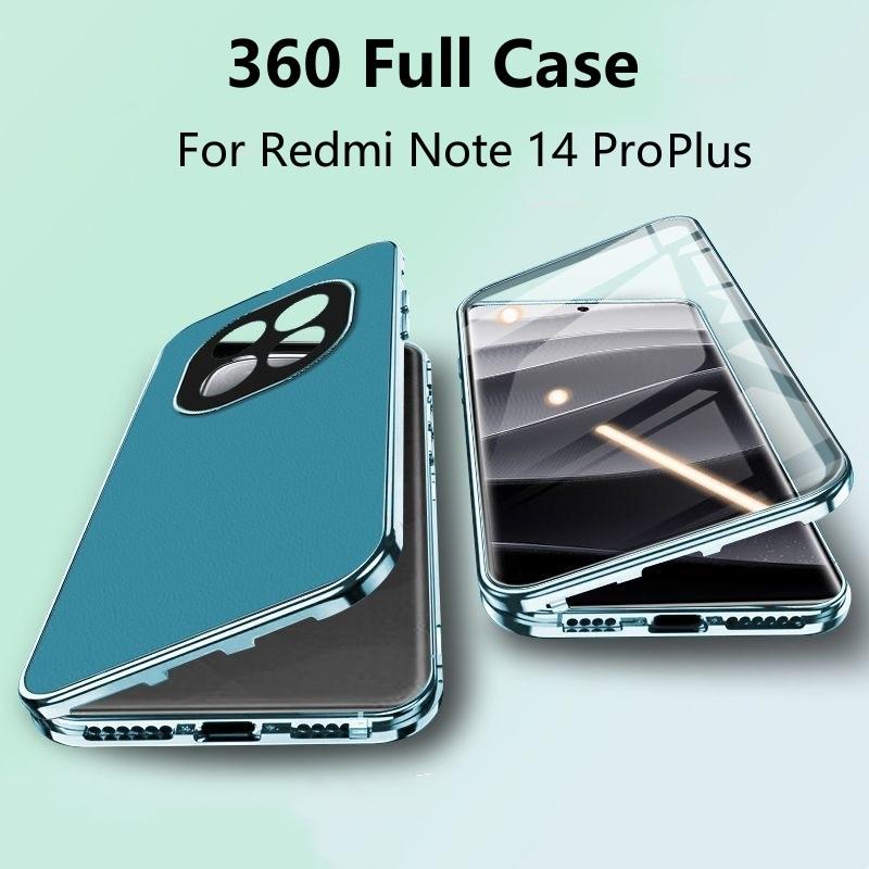 360 Full Case For Redmi Note 14 Pro Plus Case Tempered Glass Leather Cover For Xiaomi Redmi Note14 Pro+ 5G Double Sided Bumper