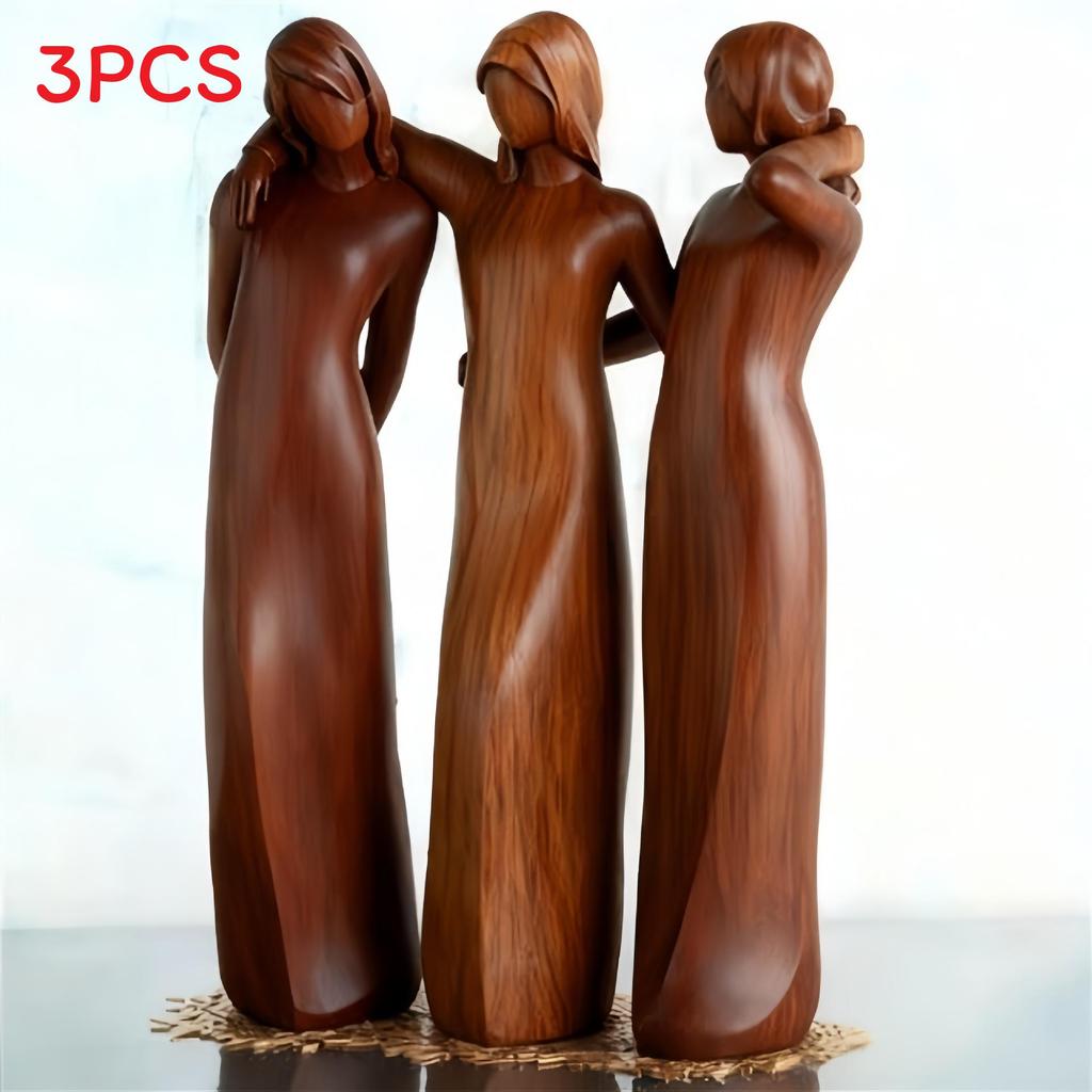 Heart Resin Decor Figurine With Wooden Texture For Home And Garden Decor