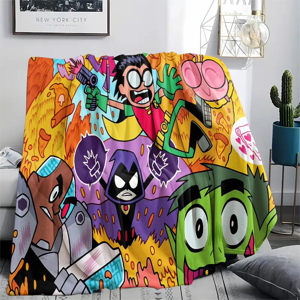 Teen Titans Go Character Blanket, Youth Throw for Home Decoration, Exclusive Gift for Modern Cartoon Fans.chl
