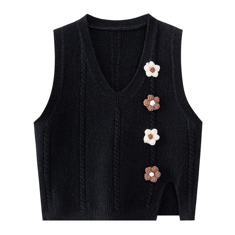 

WTEMPO Женский вязаный жилет весна и осень новый жилет вязаный жилет без рукавов женский топ XL чёрный