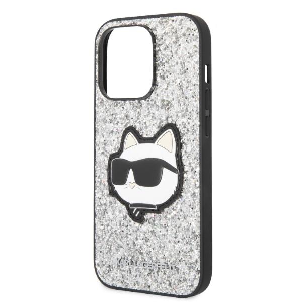Etui Do iPhone 14 Pro Max Karl Lagerfeld Glitter Choupette Srebrne