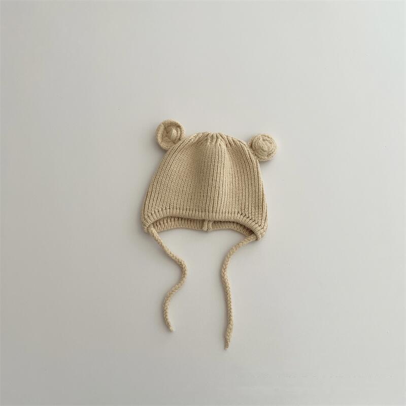 Children's knitted hat super cute small ears warm ear protection hat autumn and winter boys and girls baby versatile wool hat