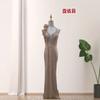 European and American New Heavy Industry Sequined Rhinestone Deep V Slim Slim Hip-wrapped Banquet Mopping Dress