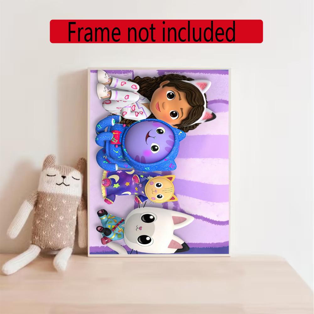 Cartoon Cute Gabbys Diamond Painting Round Diamond Mosaic Rhinestones Diamond Embroidery Craft Kit Wall Decor Without Frame