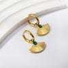 Luxury Fan Shaped Short Stud Earrings For Women Hypoallergenic Vacuum Plating Elegant And Versatile