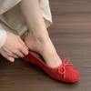 inner height increase suede light mouth red single shoes women's spring new thick-soled one-pedal ladyshoes with skirts Doudou shoes