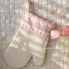 ZISIZ Korean Style Pink Plaid Heat-Resistant Silicone Oven Mitt