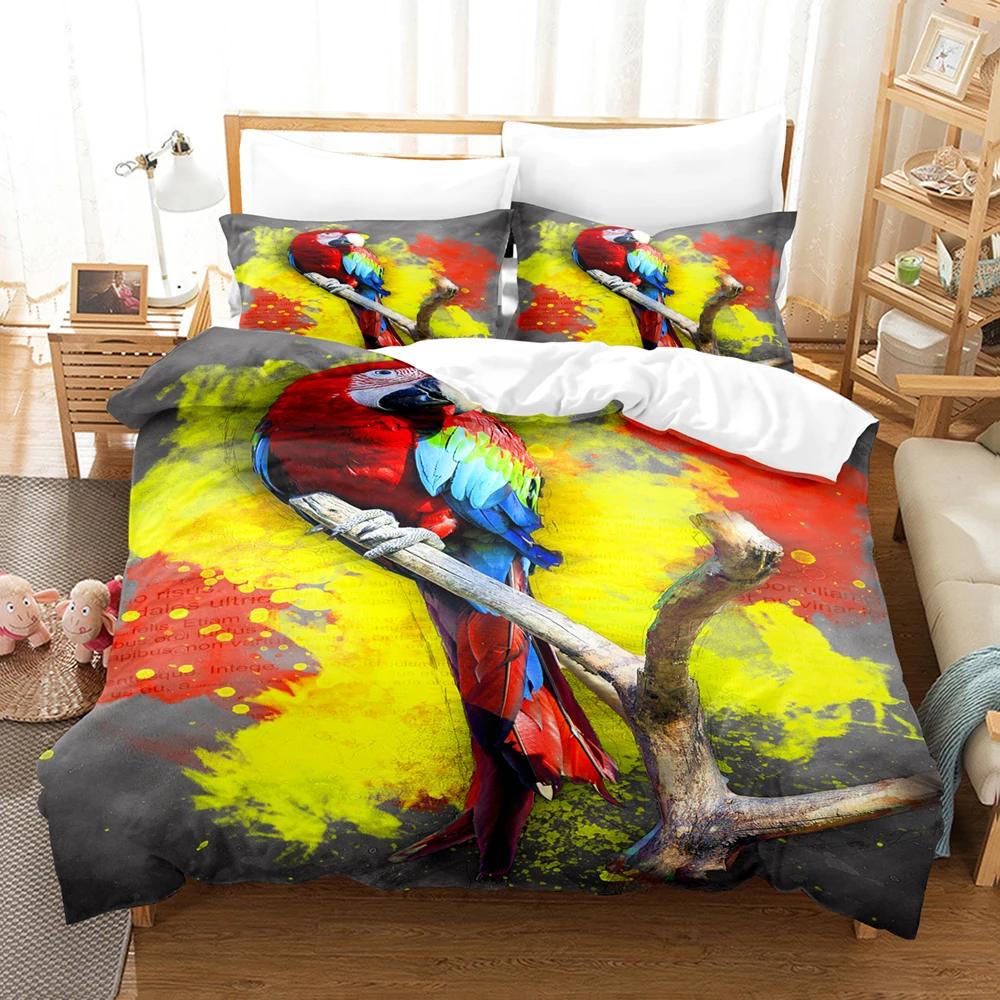 

New Color Cute Bird Bed Linens Set Bamboo Fiber Ropa De Cama King Size Eu King 240X220 Cm 260X240 Double Size Quality EU single(135x200cm)