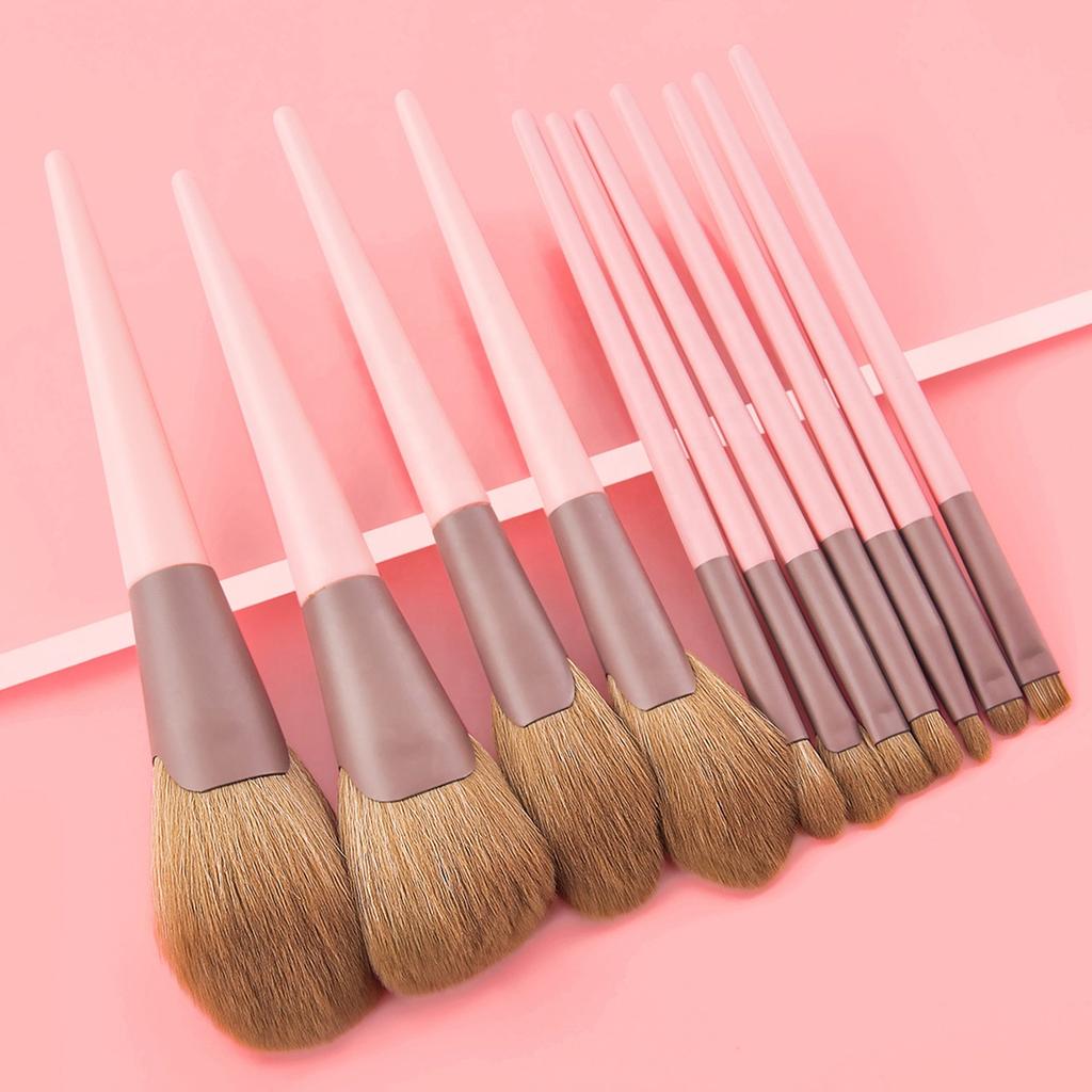 11pieces Pink Makeup Brush Set Essential Cosmetic Tools High Quality Synthetic Hair Foundation Powder Eye Cosmetic Brushes