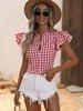 2026 Spring/Summer European-American Plaid Ruffle Shirt for Women