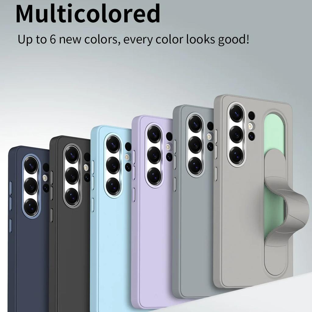 Official Silicone Elastic Stand Wristband Protective Case For Original Samsung Galaxy S26 Ultra S25 Plus S24 S23 Anti Drop Phone Case