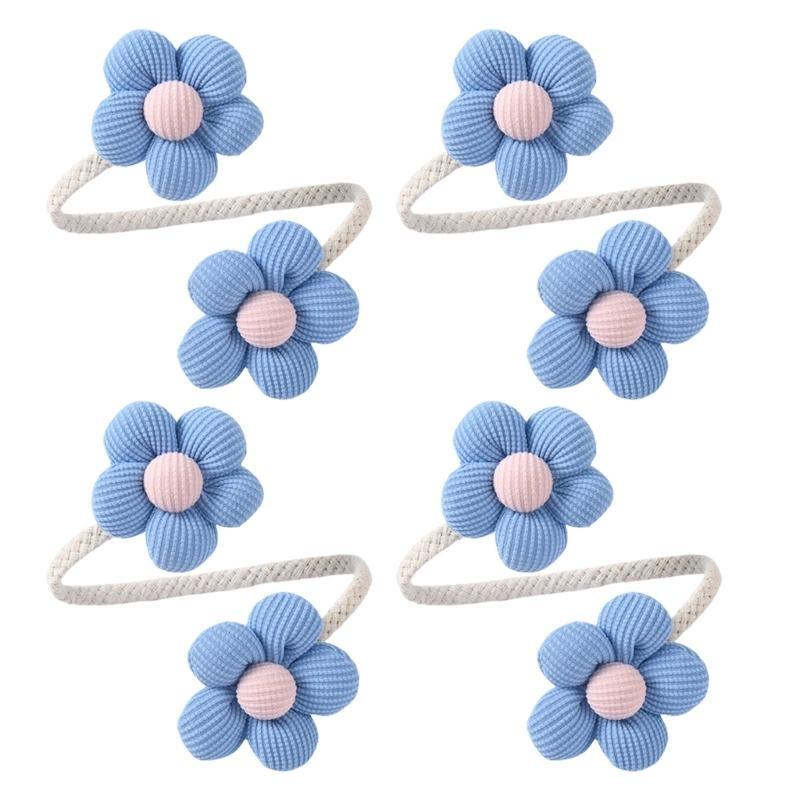 Ensemble de 4 Attache-rideaux Fleur Colorée Attaches Décoratives pour Draperies Attaches Corde Métallique pour Décorations de Fenêtre