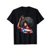 Afro Queen Puerto Rican Princess Flag Crown Latina T-Shirt, Unisex Cotton Casual Round Neck Outdoor Short Sleeve T-Shirt