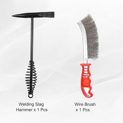 HARFINGTON 2 Stück Schweißmeißelhammer 28,7 cm Schlackehammer mit Federgriff 24,9 cm Schweißstahlbürste für Pick Geschmiedeter Ziegel