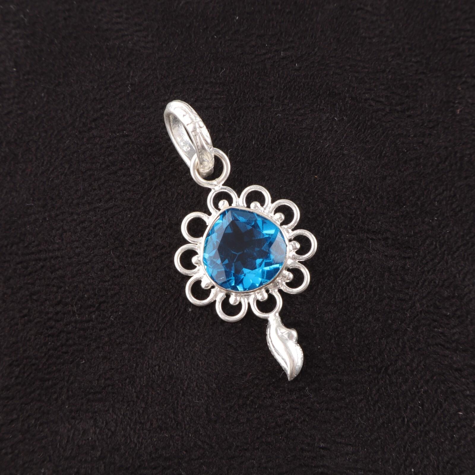 

Heart Natural Swiss Blue Topaz 925 Silver Handcrafted Handmade Pendant Jewelry PP-4-2