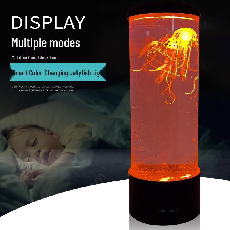 Color-Changing USB Jellyfish LED Lamp - Creative Cylindrical Night Light