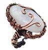 Moonstone Natural Gemstone Copper Wired Ring US Size-4 R 4704