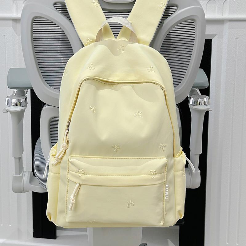 Zaino Scolastico Ragazza Semplice Versatile Zaino Studente Universitario Studente Scuola Media Zaino Carino Ricamato con Fiocco Zaino da Viaggio