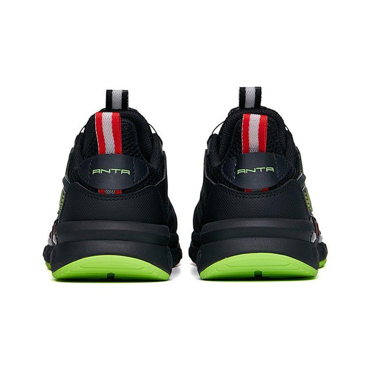 Anta Comfortable Versatile Non-Slip Shock Absorbing Wear-Resistant Kids Footwear Black Green 312228809-11