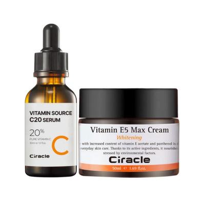 Zdroj vitamínů C-20 Sérum 30 ml + Vitamín E5 Max Krém 50 ml (Rutina pro korekci tmavých skvrn)
