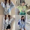 Summer Girl Ice Silk T Shirt With Gradient Dye Long Sleeve Lightweight For Casual Wear