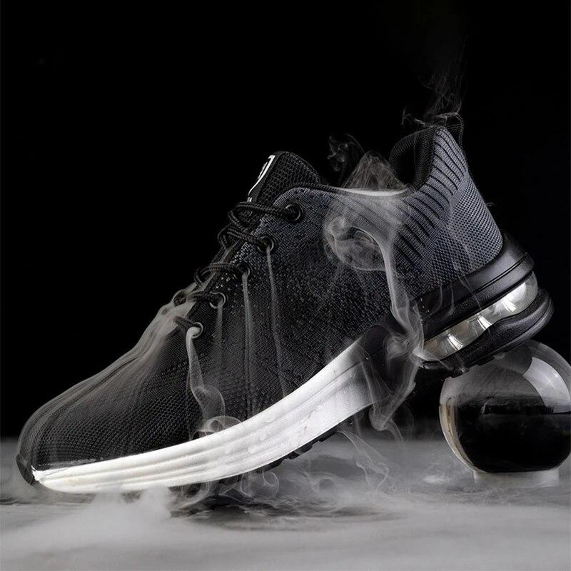 Men Women Safety Shoes Steel Head Anti-Smashing Anti-Stab Work Shoes For Mens Fly Woven Breathable Deodorant Male Sneaker