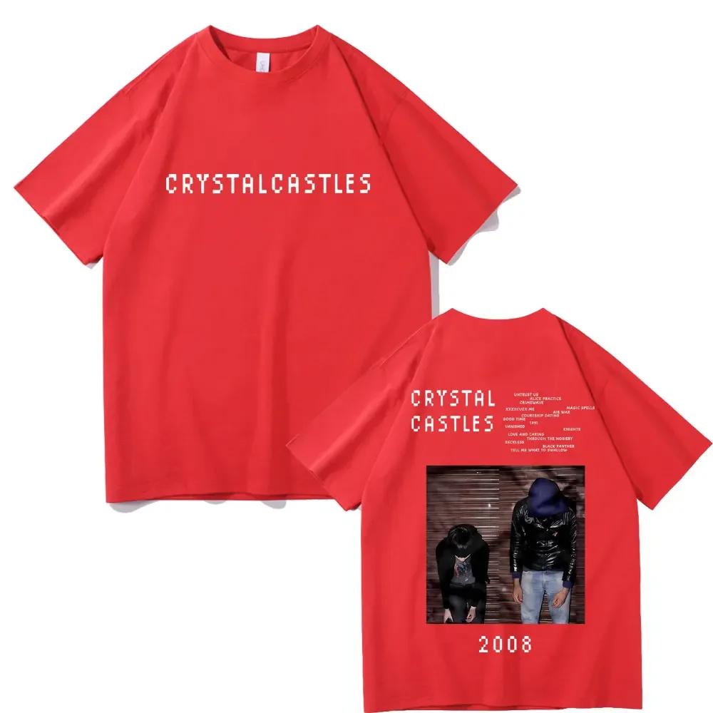 Crystal Castles Doppelseitig Bedruckte T-Shirts Unisex Wounisex Hip Hop Rock Übergroße T-Shirts Herren Gothic T-Shirt Unisexs Vintage T-Shirt B