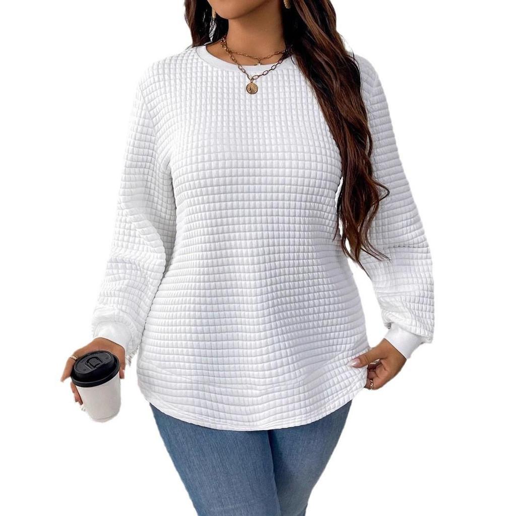 Plus Size Women's Seasonal Fashion Plaid Pullover Sweatshirt