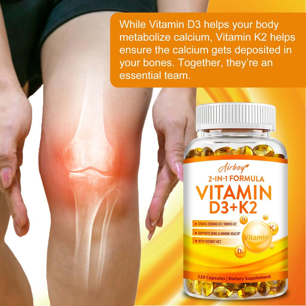 Vitamin D3 + K2 - Coconut Oil - Bone & Joint Health,Immune and Metabolic Support