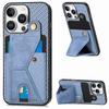 For iPhone 16 Pro Max Case K-Shaped Kickstand Leather+PC+TPU Phone Cover