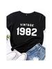Vintage 1982 Letter Print Wounisex T Shirt Short Sleeve O Neck Loose Wounisex Tshirt Ladies Tee Shirt Tops Clothes Camisetas Mujer