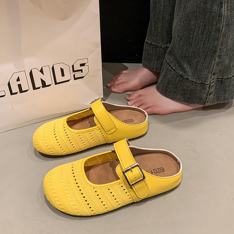 

Толстоподошвенные сетчатые туфли Birkenstock с внутренней высотой, с сумкой, с закрытым носком, полушлепанцы, женская летняя обувь 2025, новые туфли-сандалии на одной педали 35 жёлтый