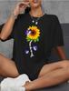 Fashion Women Simplified Sunflower Letter Splicing Print T Shirt Funny Casual O-neck Short Sleeves T-shirt Summer Female Tee Shirt