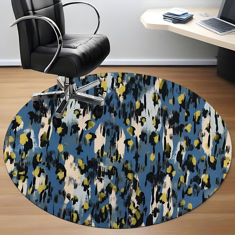 1pc Abstract Pattern Office Round Rug, Non-slip, Soft and Durable Office Rug for Interior Decoration, Perfect for Office, Decoration yy260204003