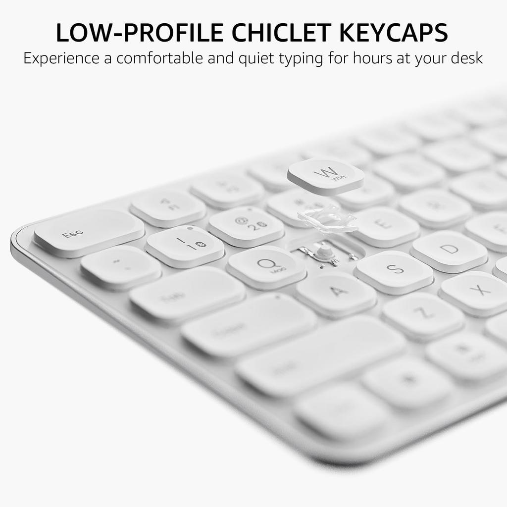 RAPOO 9010M Wireless Keyboard and Mouse Set, Bluetooth 5.04.02.4GHz, Quiet Click, Supports Simultaneous Connection of 4 Devices, White