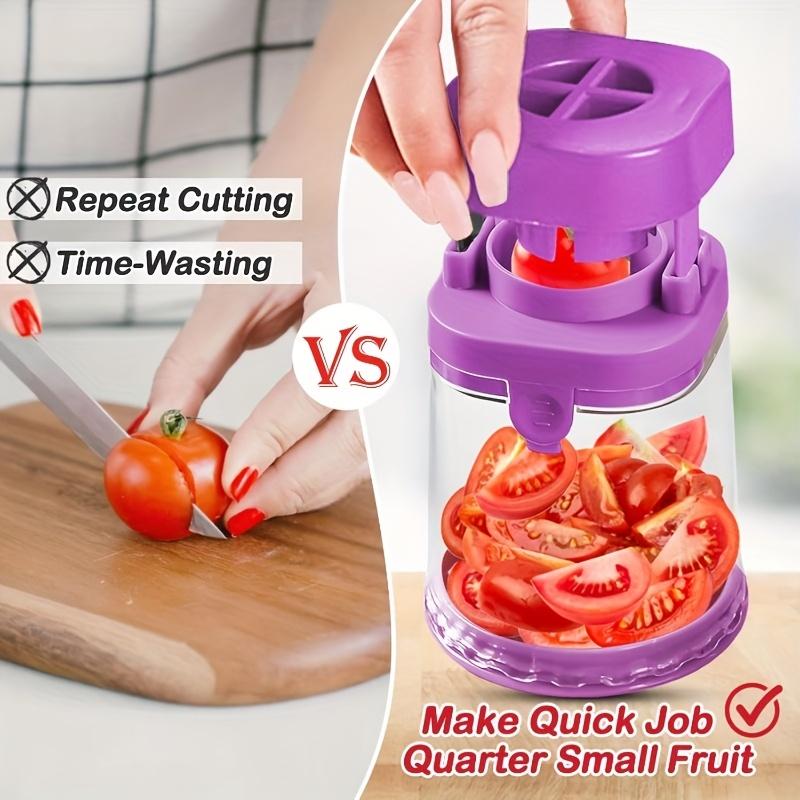 Small Fruit Cutter, Stainless Steel Cutter for Strawberry, Grape, Cherry Tomato, Detachable Bite Size Food Cutter