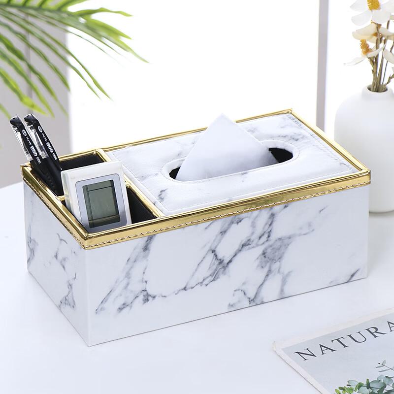 Morona Leather Desktop Tissue Box & Storage Organizer