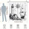 Retro Nautical Shower Curtain - Lighthouse & Sailing Ship, Spiral Staircase, Seagulls & Compass Rose, Polyester,70.8x70.8 Inches