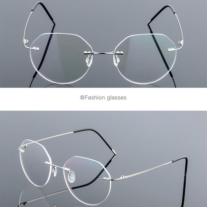 Polygon Foldable Flexible Ultra Light Titanium Alloy Myopia Eyeglasses Rimless Optical Glasses -0.5 -0.75 -1.0 -1.5 To -6.0