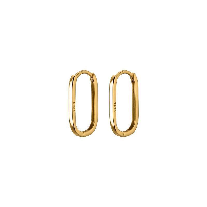 WANTME 925 Silver Simple Oval Glossy Huggies Ear Buckle for Women Fashion Bohemian European piercing Earrings Jewelry золотой