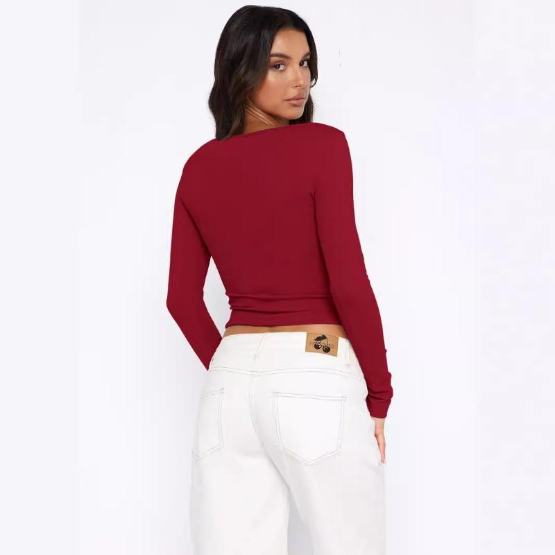 Jesień i Zima Jednolity Kolor Miękki Guzik Krótki Długi Rękaw Kurtka Kardigan Top