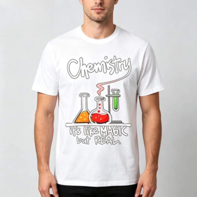 2026 New Unisex Pure Cotton Tee Funny Chemistry Lab Glassware Slogan Print Streetwear Science Teacher Summer Loose Fit Tshirt