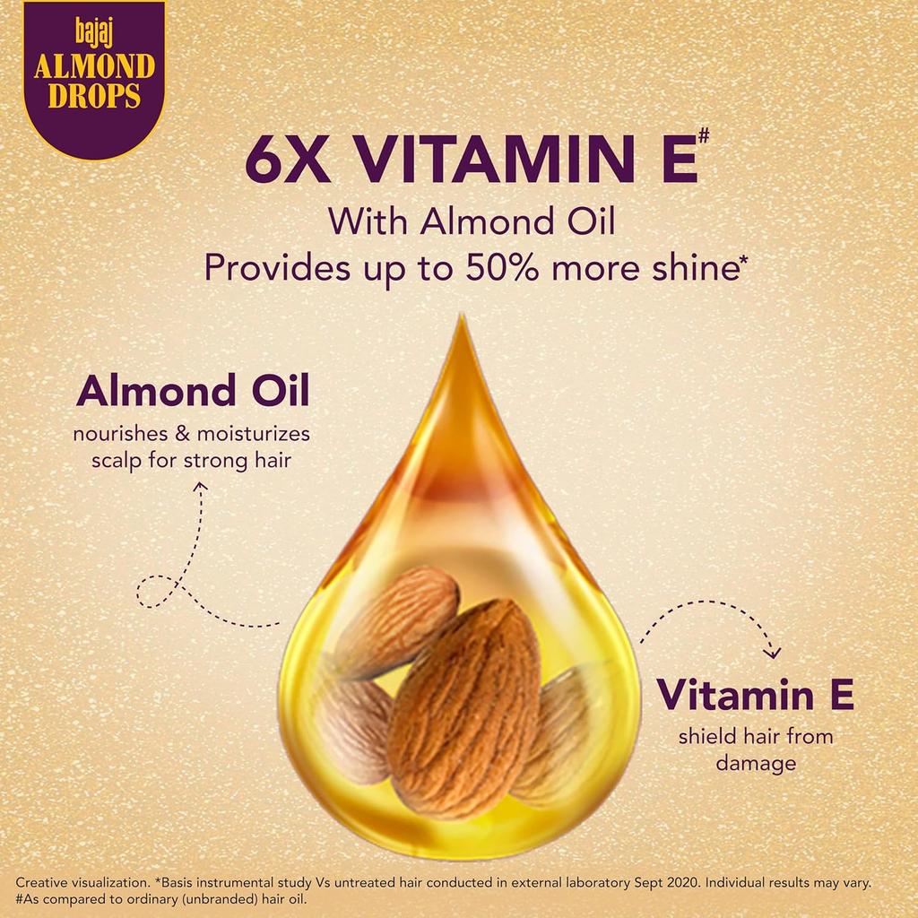 Bajaj Almond Drops Hair Oil 95ml Pack Of 1 For Hair Fall Control Shiny Non-Sticky Nourishing Hair Care